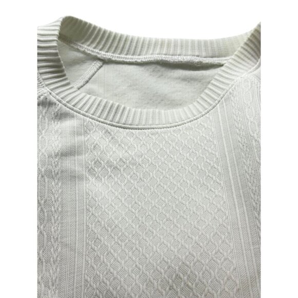 Lululemon Textured Rest Less Pullover Long Sleeve Top White Thumb Holes Size 2 - Picture 7 of 8